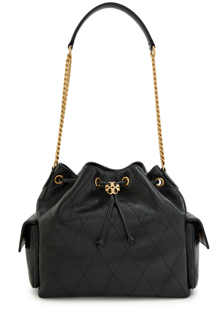 Tory Burch Charlie Drawstring Grained Leather Shoulder bag - Black - One Size