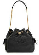 Tory Burch Charlie Drawstring Grained Leather Shoulder bag - Black - One Size