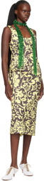 Dries Van Noten Green Embroidered Necklace Scarf
