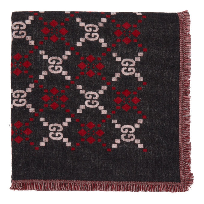 Photo: Gucci Black and Red GG Scarf