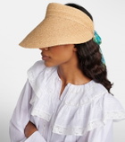 Chloé Silk-trimmed raffia visor