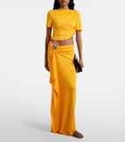 Christopher Esber Embellished gathered jersey maxi skirt