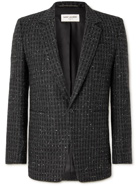 SAINT LAURENT - Slim-Fit Checked Virgin Wool-Blend Tweed Blazer - Gray