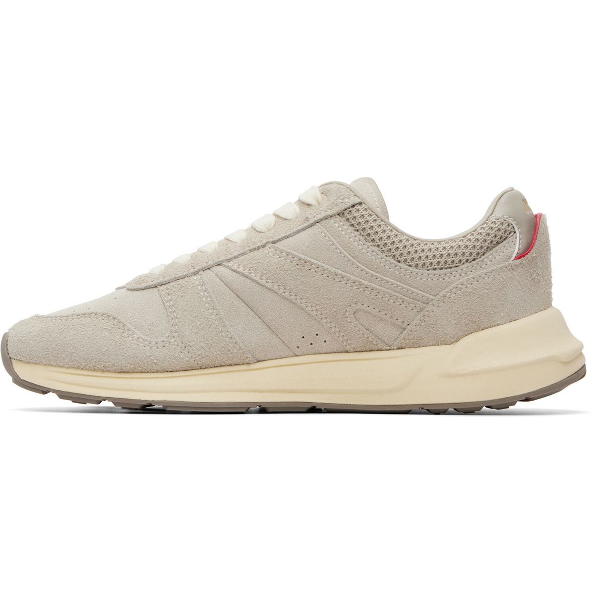 Hugo Beige Logo Detail Textured-Suede Sneakers
