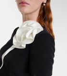 Roland Mouret Floral-appliqué crêpe midi dress