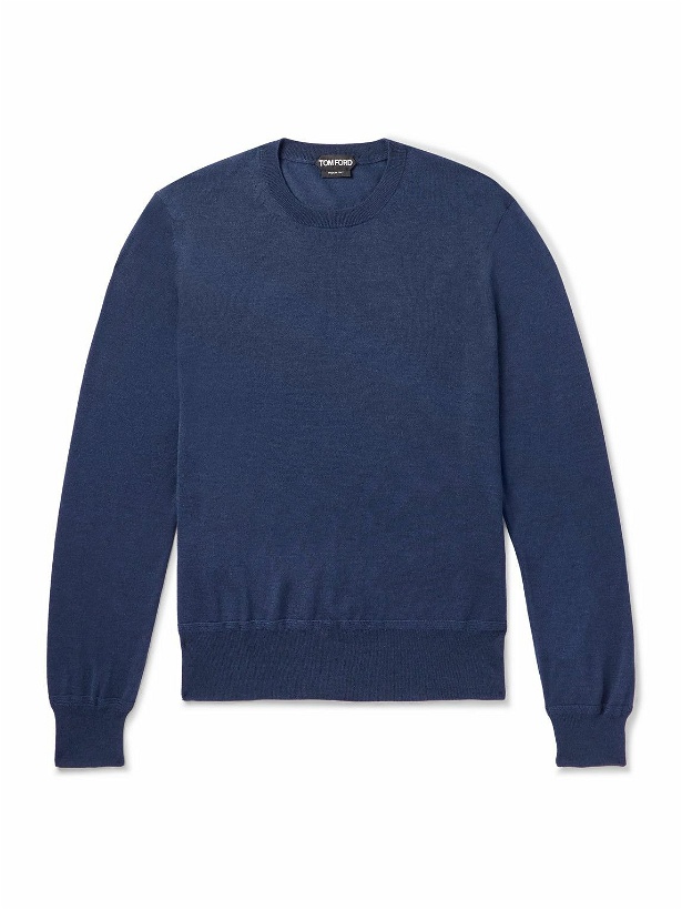 Photo: TOM FORD - Slim-Fit Cashmere and Silk-Blend Sweater - Blue