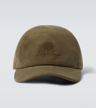Loro Piana Logo embroidered suede baseball cap