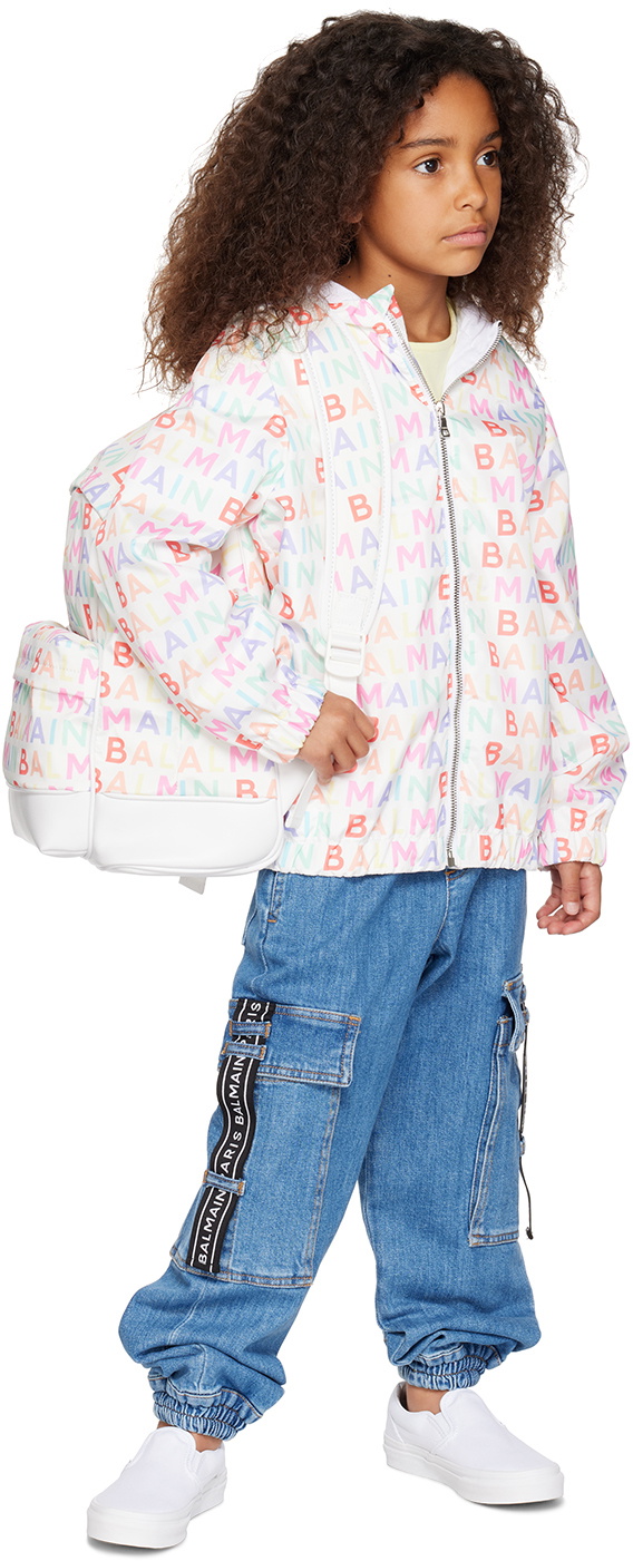 Balmain Kids Multicolor Logo Backpack