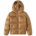 Gucci Men's Jumbo GG Jacquard Down Hooded Jacket in Beige