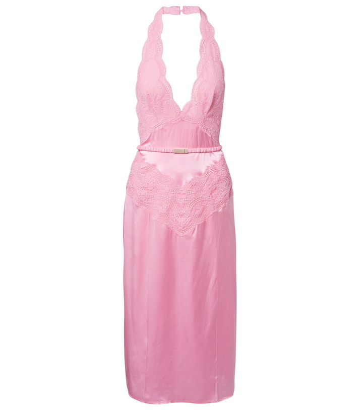 Photo: Gucci Lace-trimmed silk satin midi dress