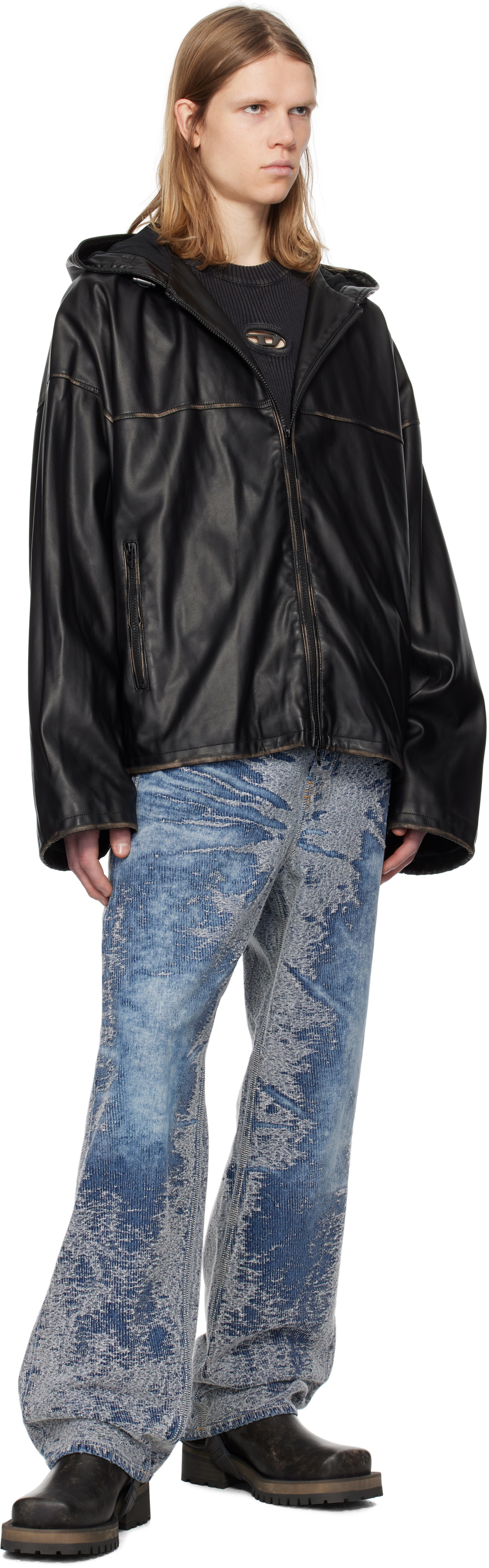 Diesel Black J-Antil Faux-Leather Jacket Diesel