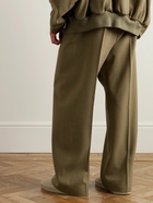 Fear of God - Wide-Leg Pleated Logo-Appliquéd Virgin Wool Drawstring Trousers - Brown