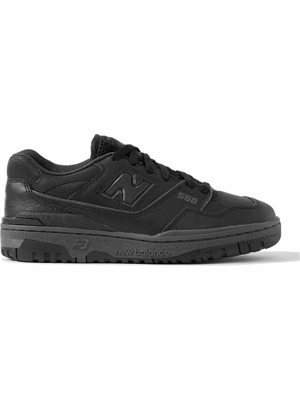 Photo: New Balance - 550 Mesh-Trimmed Leather Sneakers - Black