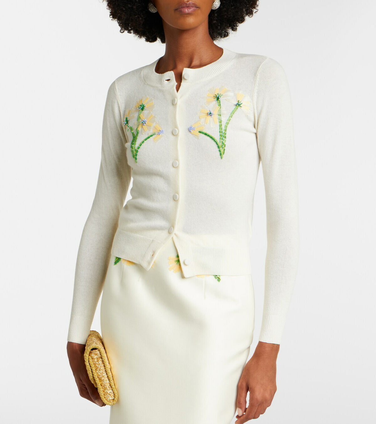 Leo Lin Claire embellished wool and cashmere cardigan