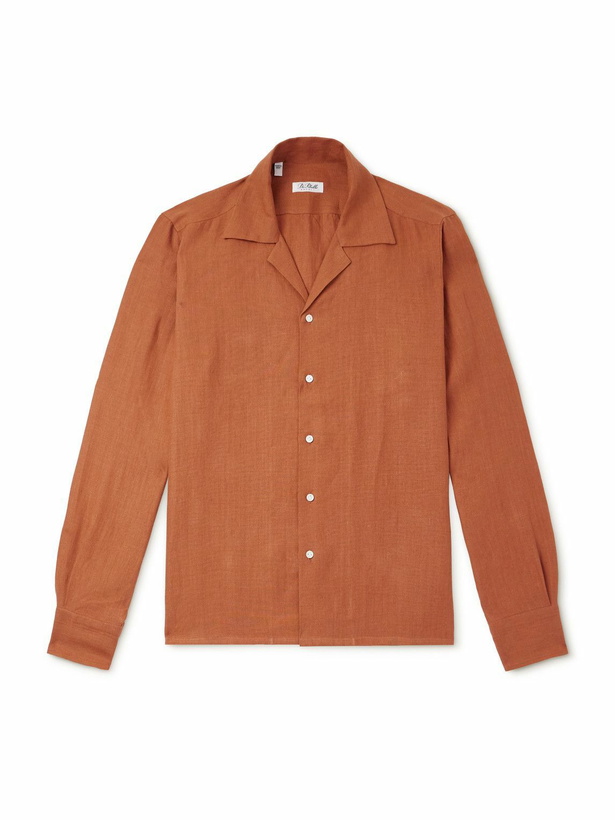 Photo: De Petrillo - Camp-Collar Linen Shirt - Orange