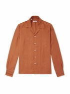 De Petrillo - Camp-Collar Linen Shirt - Orange