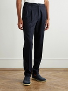 Rubinacci - Leisure Straight-Leg Pleated Wool-Flannel Trousers - Blue