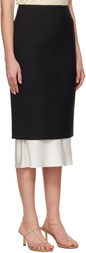 Róhe Black Contrast Pencil Midi Skirt