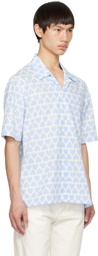 AMI Paris Blue & White Camp Collar Shirt
