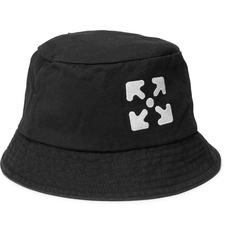 Photo: Off-White - Logo-Embroidered Cotton-Twill Bucket Hat - Black