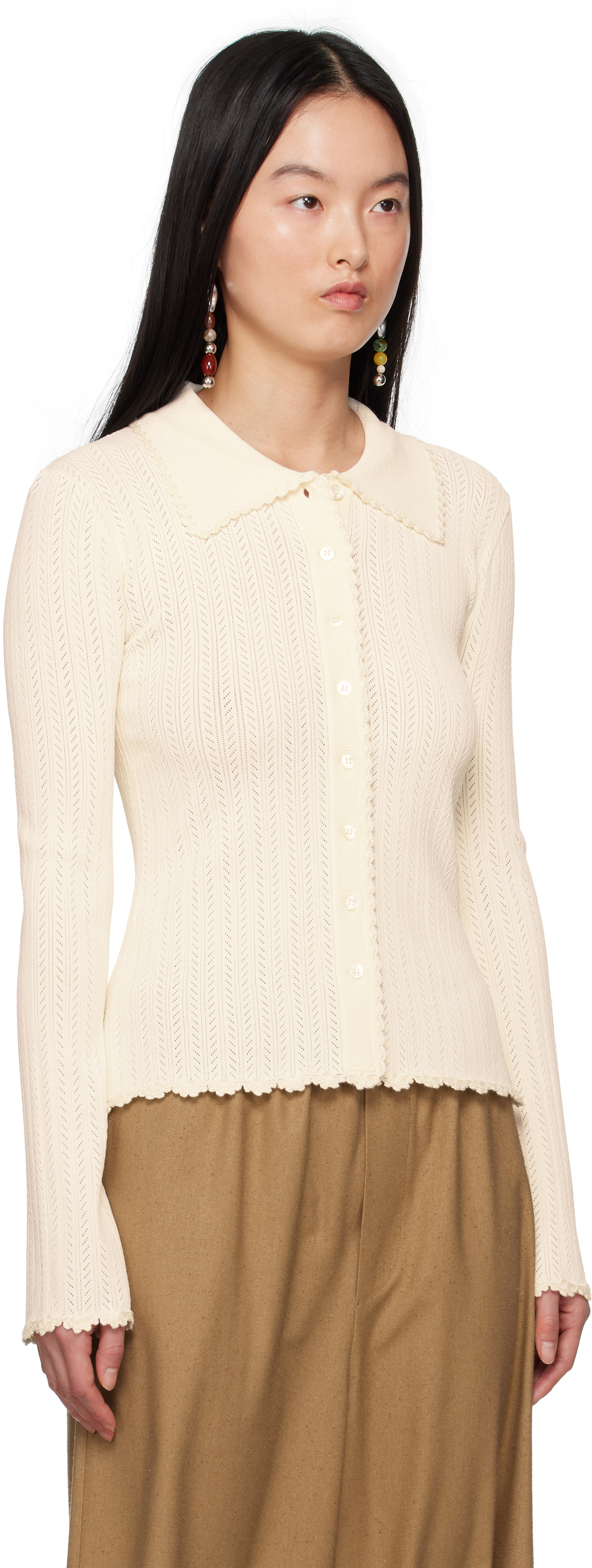 SEA NY Beige Abbie Cardigan