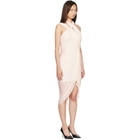 BALMAIN Pink Cross Neck Fluid Jersey Draped Midi Dress