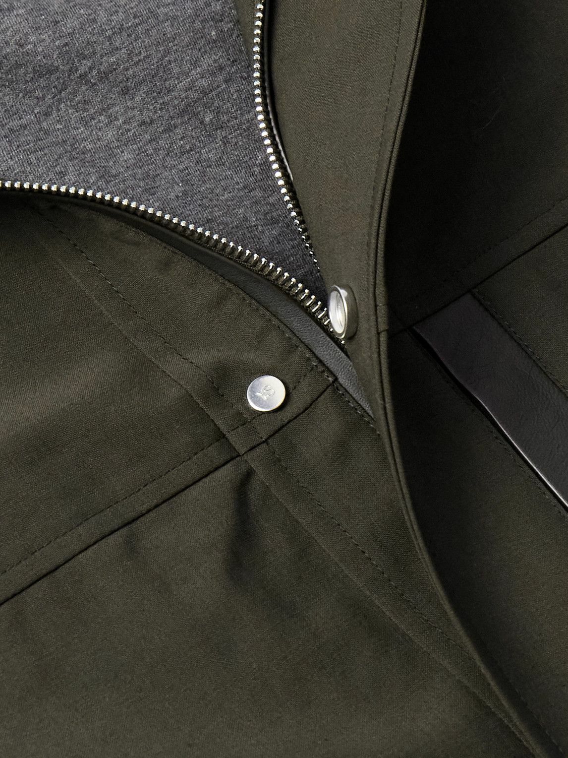 Yves Salomon - Leather-Trimmed Woven Jacket - Green