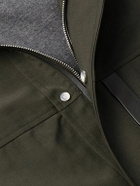 Yves Salomon - Leather-Trimmed Woven Jacket - Green