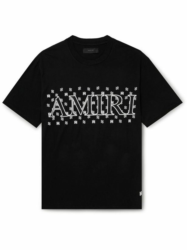 Photo: AMIRI - Logo-Appliquéd Printed Cotton-Jersey T-Shirt - Black
