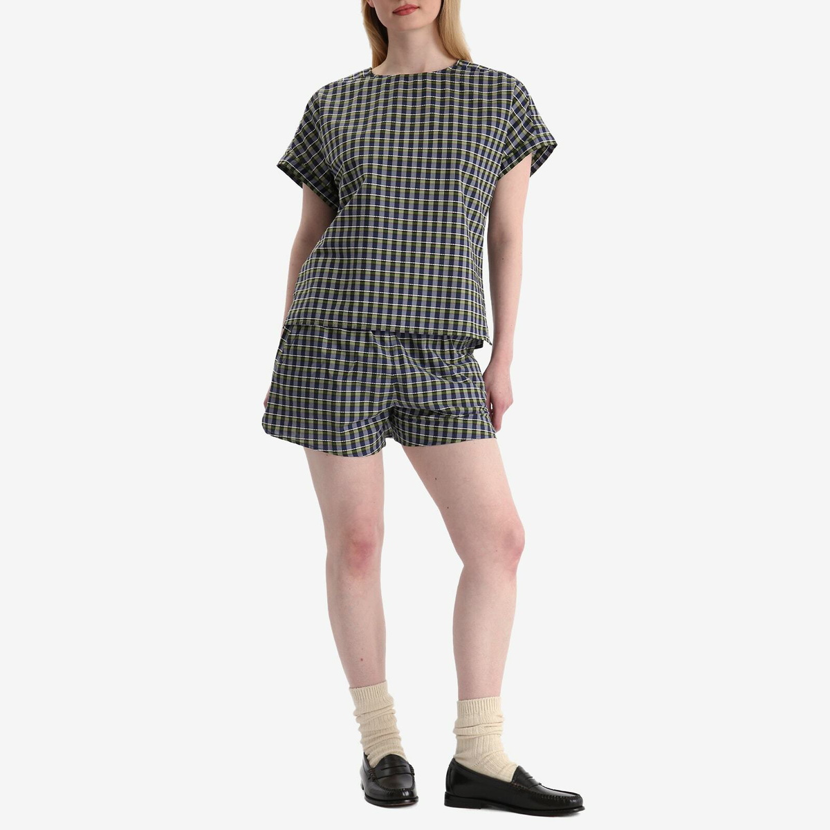 A.P.C. Women's Andrea Check Shorts in Green