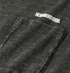 Neighborhood - Logo-Embroidered Mélange Cotton-Jersey T-Shirt - Black