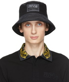 Versace Jeans Couture Black & White Twill Logo Bucket Hat