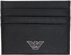 Emporio Armani Black Regenerated Faux-Leather Card Holder