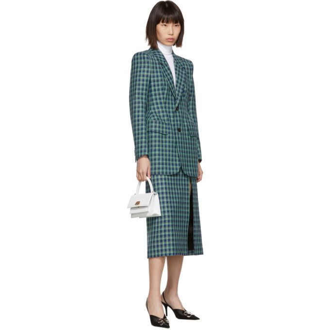 Balenciaga Blue Wool Check Skirt Balenciaga