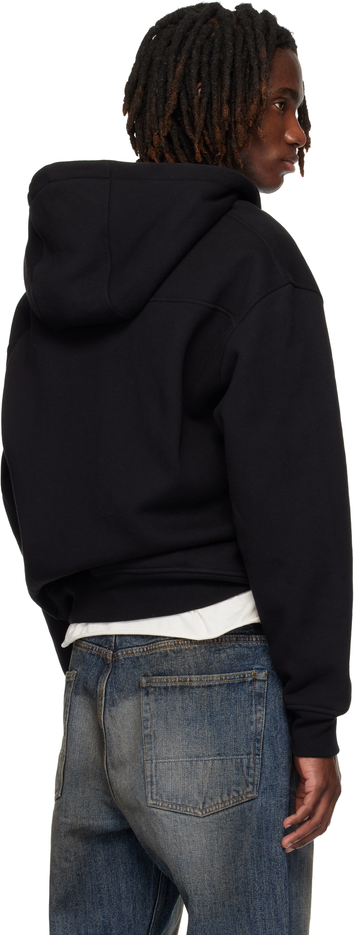 Rhude Black Classique Zip Up Hoodie