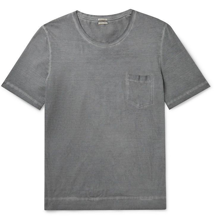 Photo: Massimo Alba - Watercolour-Dyed Cotton-Jersey T-Shirt - Gray