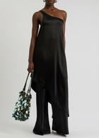 Norma Kamali Bias Elephant Wide-leg Satin Trousers Black