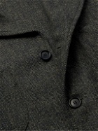 De Petrillo - Belted Herringbone Virgin Wool and Cashmere-Blend Jacket - Gray