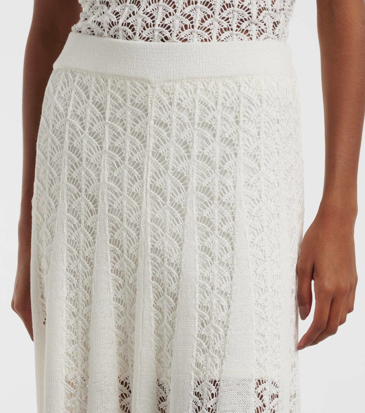 Zimmermann Wylie Flared Knit crochet cotton maxi skirt