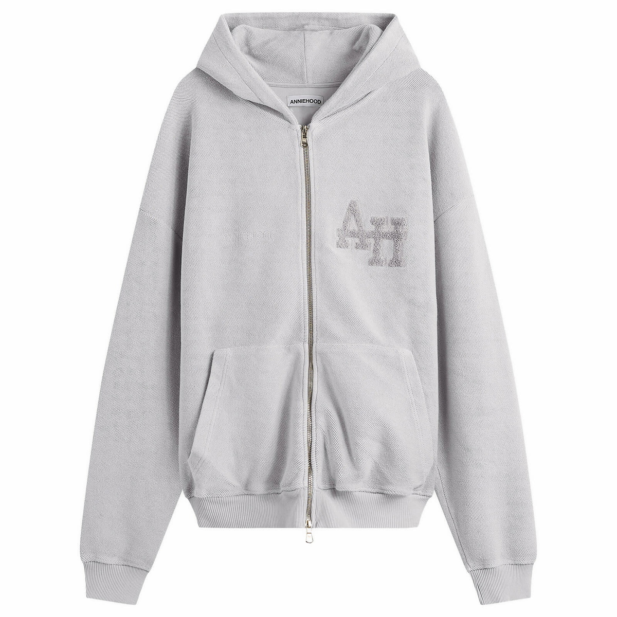 ANNIE HOOD Men's Inside Out College Zip Hoodie in Washed Grey