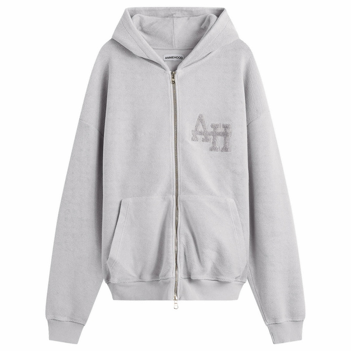 Photo: ANNIE HOOD Men's Inside Out College Zip Hoodie in Washed Grey