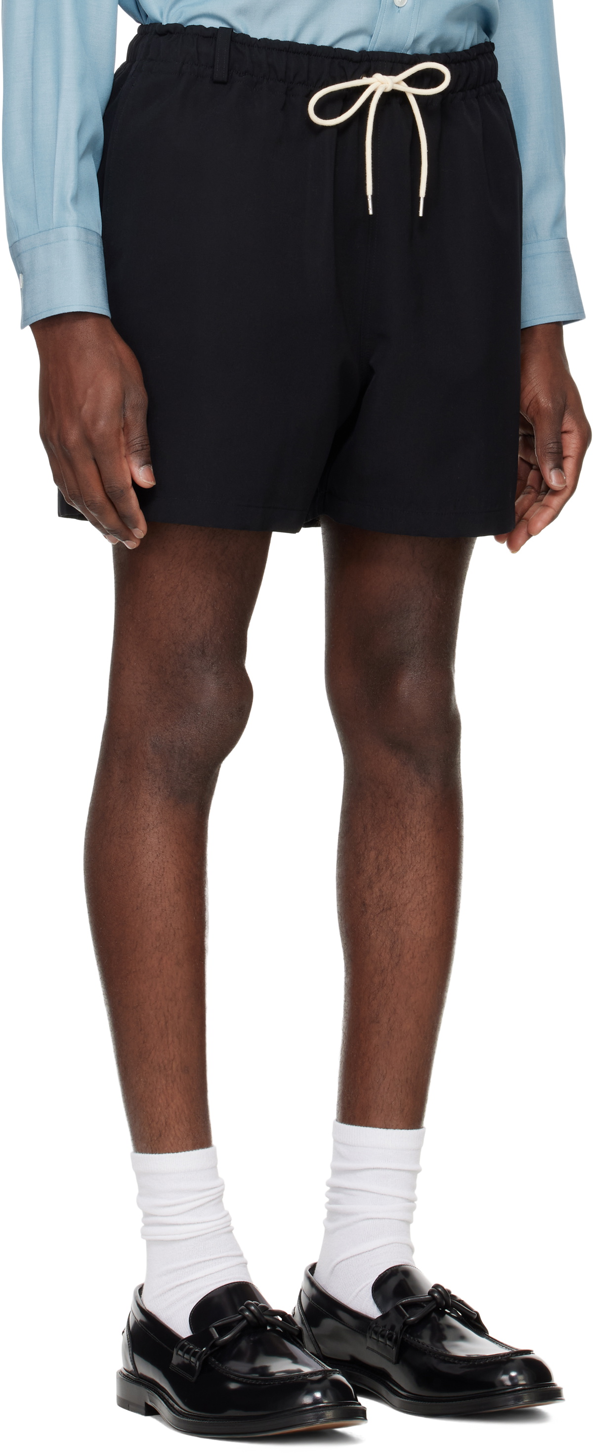 AURALEE Black Wool Max Canvas Shorts Auralee