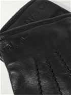 NN07 - Eleven 9150 Ribbed Knit-Trimmed Leather Gloves - Black
