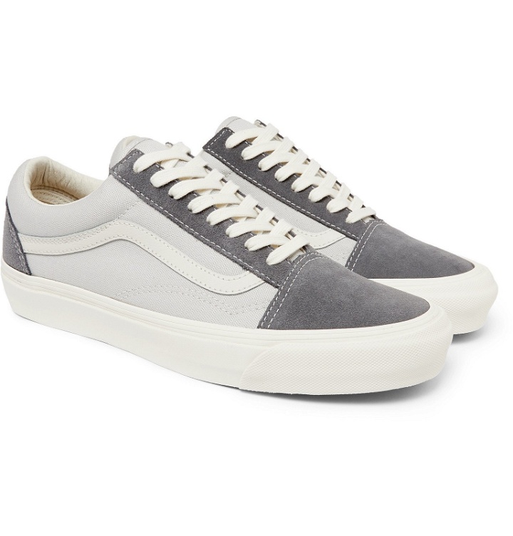 Photo: Vans - OG Old Skool LX Leather-Trimmed Suede and Canvas Sneakers - Gray