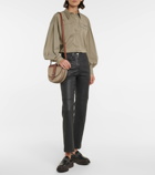 Brunello Cucinelli - High-rise leather bootcut pants