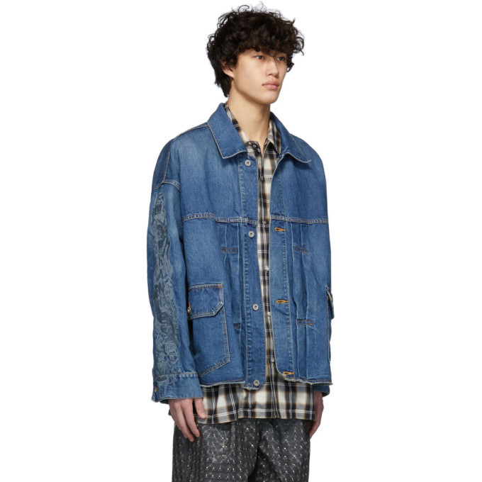 Doublet Indigo Denim Chaos Embroidery Jacket Doublet