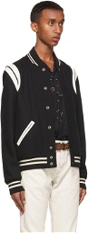 Saint Laurent Black Virgin Wool Teddy Bomber Jacket