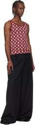 Dries Van Noten Off-White & Red Jacquard Tank Top