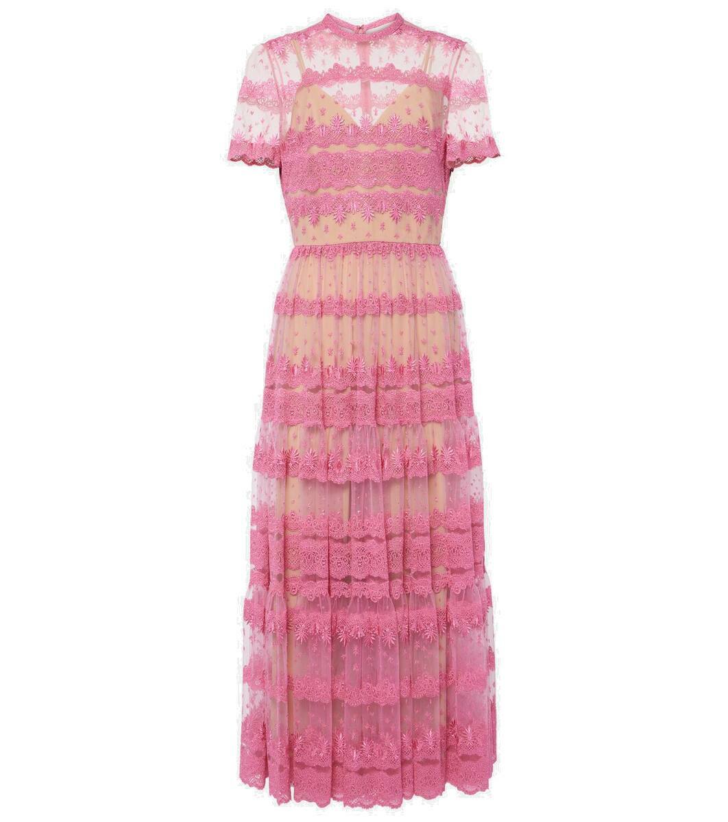 Elie Saab Embroidered lace midi dress Elie Saab