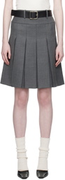 Fax Copy Express Gray Pleated Midi Skirt